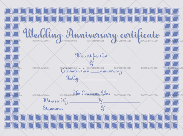 Wedding Anniversary Certificates Navy Blue 6671  Doc regarding Amazing Anniversary Gift Certificate Template Free