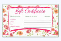 Wedding Gift Certificate  Pink Flower Border In 2020 pertaining to Pink Gift Certificate Template