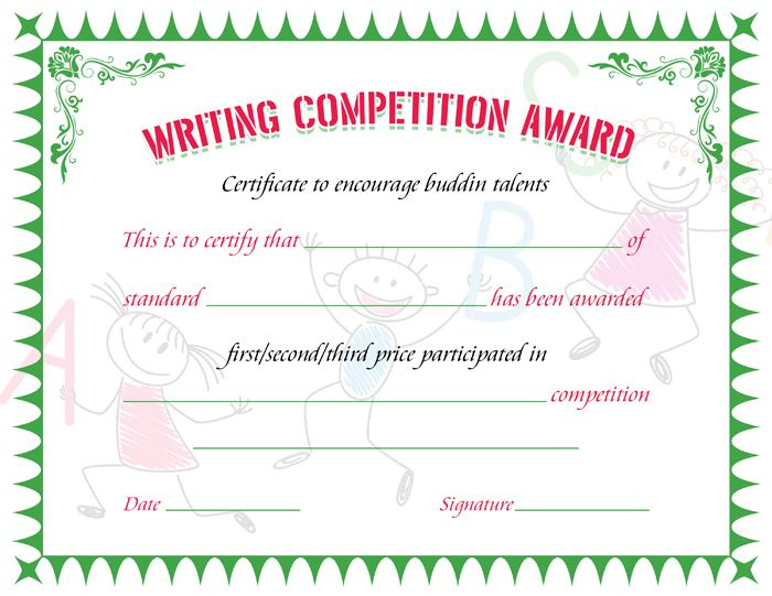 Writing Competition Award Certificate  Writing in Quality Music Certificate Template For Word Free 12 Ideas