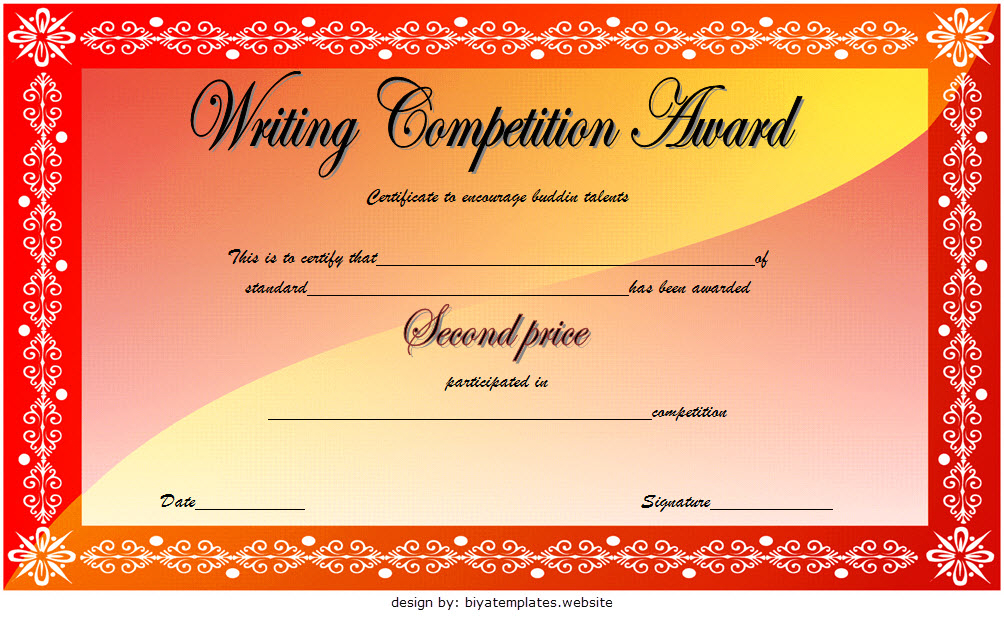Writing Contest Winner Certificate Template Free 2 in Amazing Pageant Certificate Template