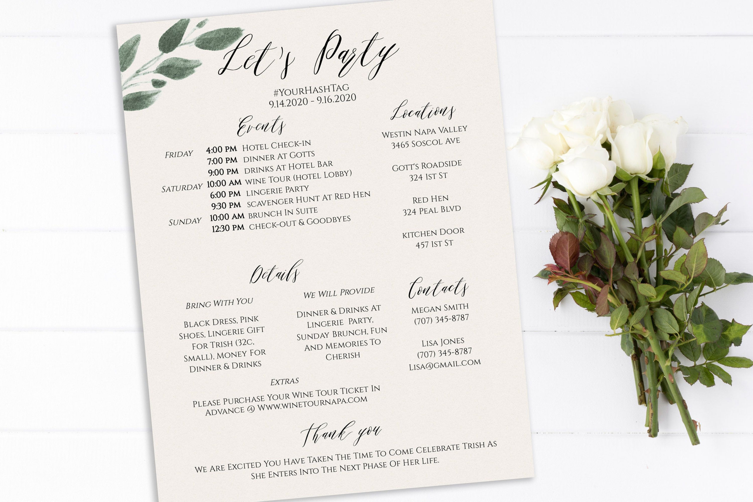 Bachelorette Party Timeline And Details Template Bridal intended for Bachelorette Weekend Itinerary Template