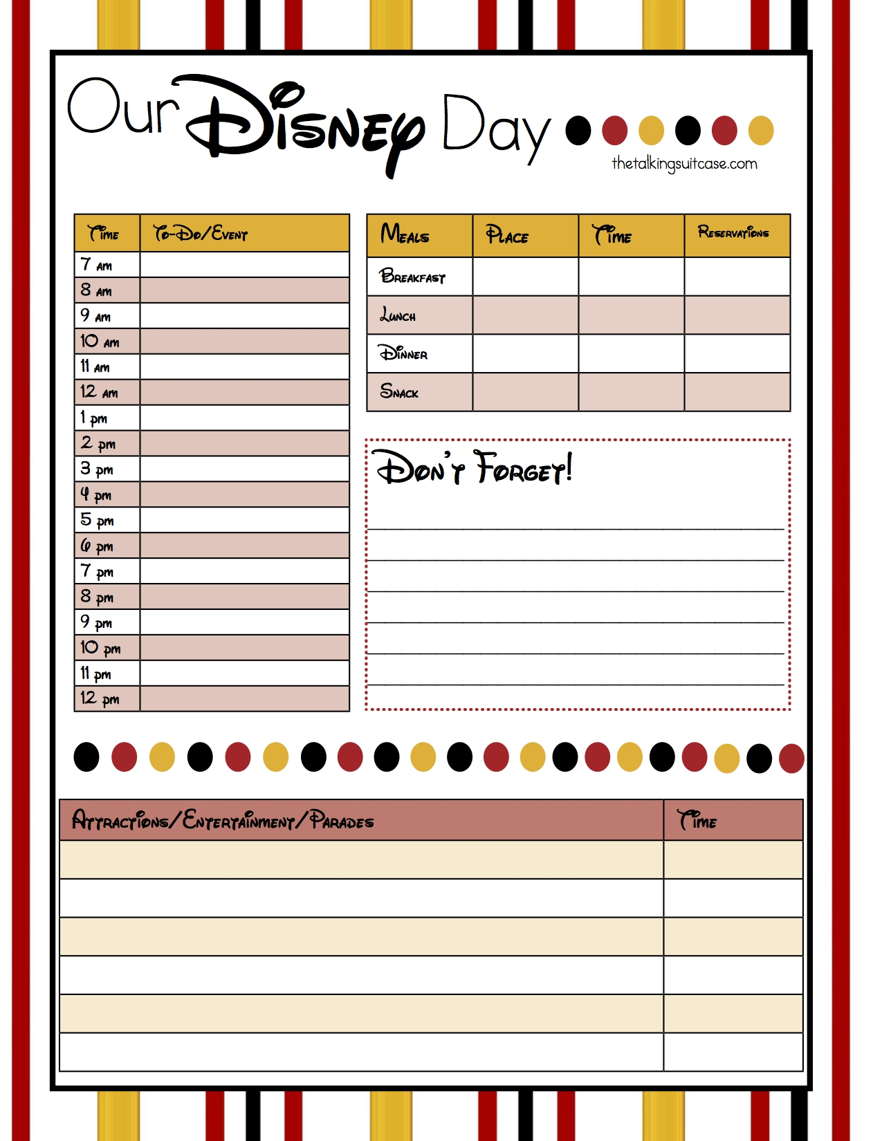 Disney World Itinerary Template Download 2020  Calendar within Disney World Itinerary Template