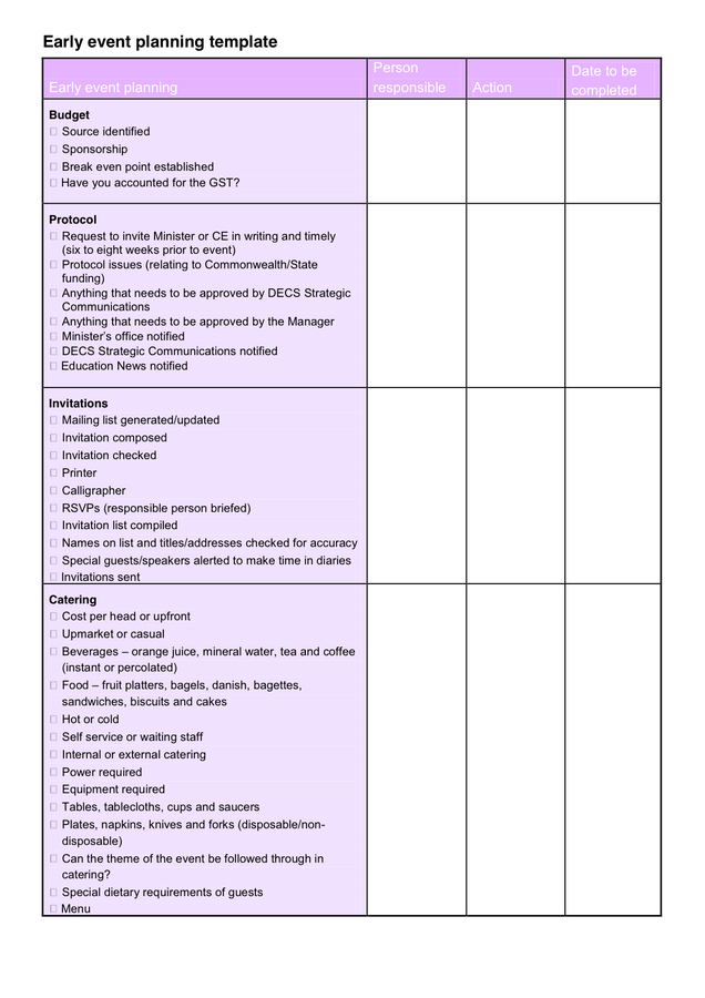 Event Planning Template In Word And Pdf Formats  Page 2 Of 4 intended for Event Planning Itinerary Template