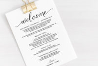 Wedding Welcome Itinerary Template Editable Wedding  Etsy pertaining to Wedding Welcome Itinerary Template