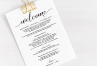 Wedding Welcome Itinerary Template Editable Wedding  Etsy within Wedding Welcome Itinerary Template
