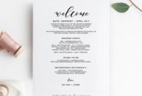 Wedding Welcome Itinerary Template Editable Wedding within Wedding Welcome Bag Itinerary Template